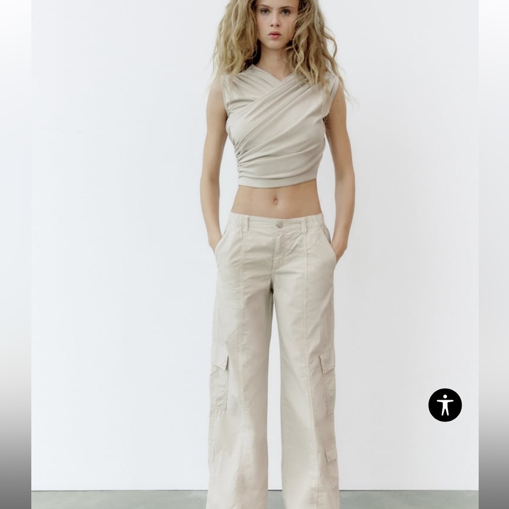 Zara Mid-Rise Parachute Pants